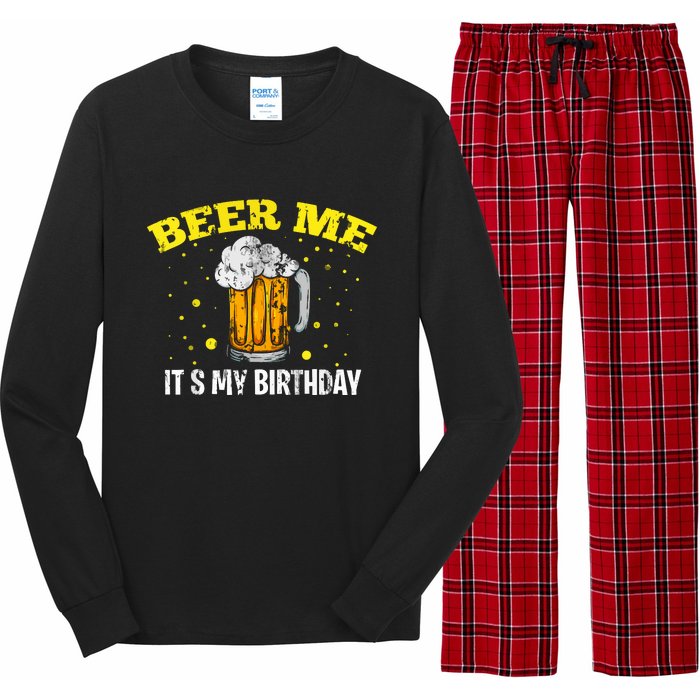 Beer Me It's My Birthday Bday Beer Lover Party Long Sleeve Pajama Set