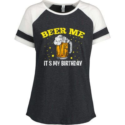 Beer Me It's My Birthday Bday Beer Lover Party Enza Ladies Jersey Colorblock Tee