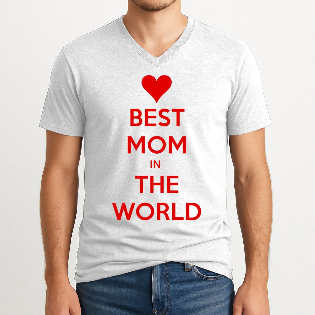 Best Mom In The World Heart Gift V-Neck T-Shirt