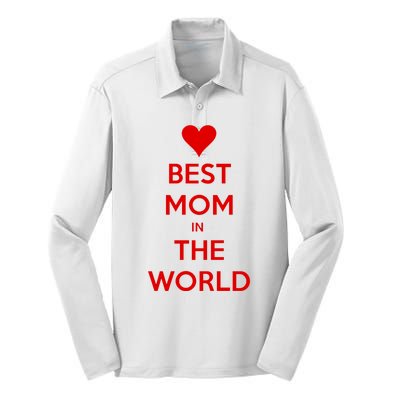 Best Mom In The World Heart Gift Silk Touch Performance Long Sleeve Polo