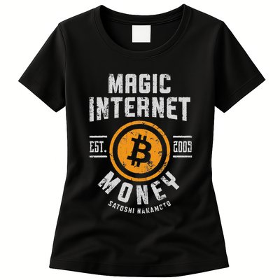 Bitcoin Magic Internet Money Btc Crypto Currency Blockchain Women's T-Shirt
