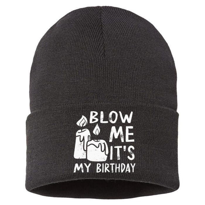 Blow Me It´s My Birthday Ingenius Funny Sustainable Knit Beanie