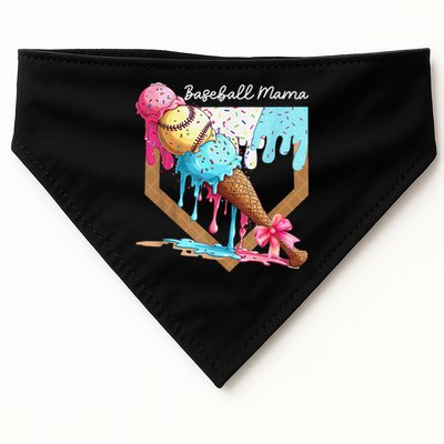 Baseball Mama Ice Cream Drip Baseball Mothers Day Coquette USA-Made Doggie Bandana