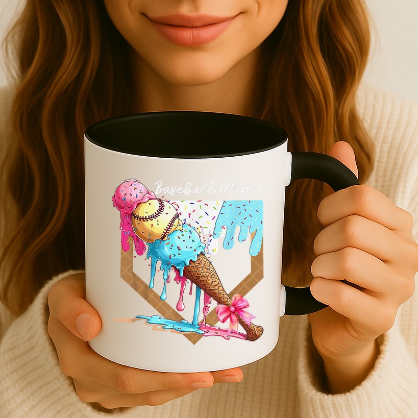Baseball Mama Ice Cream Drip Baseball Mothers Day Coquette Mug