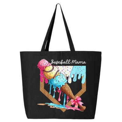 Baseball Mama Ice Cream Drip Baseball Mothers Day Coquette 25L Jumbo Tote