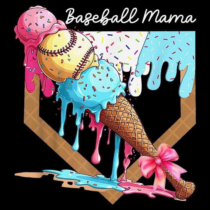 Baseball Mama Ice Cream Drip Baseball Mothers Day Coquette Kids Hoodie