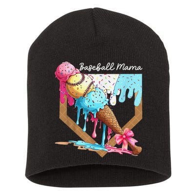 Baseball Mama Ice Cream Drip Baseball Mothers Day Coquette Short Acrylic Beanie