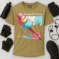 Baseball Mama Ice Cream Drip Baseball Mothers Day Coquette Cooling Performance Crew T-Shirt