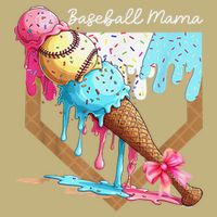 Baseball Mama Ice Cream Drip Baseball Mothers Day Coquette Cooling Performance Crew T-Shirt