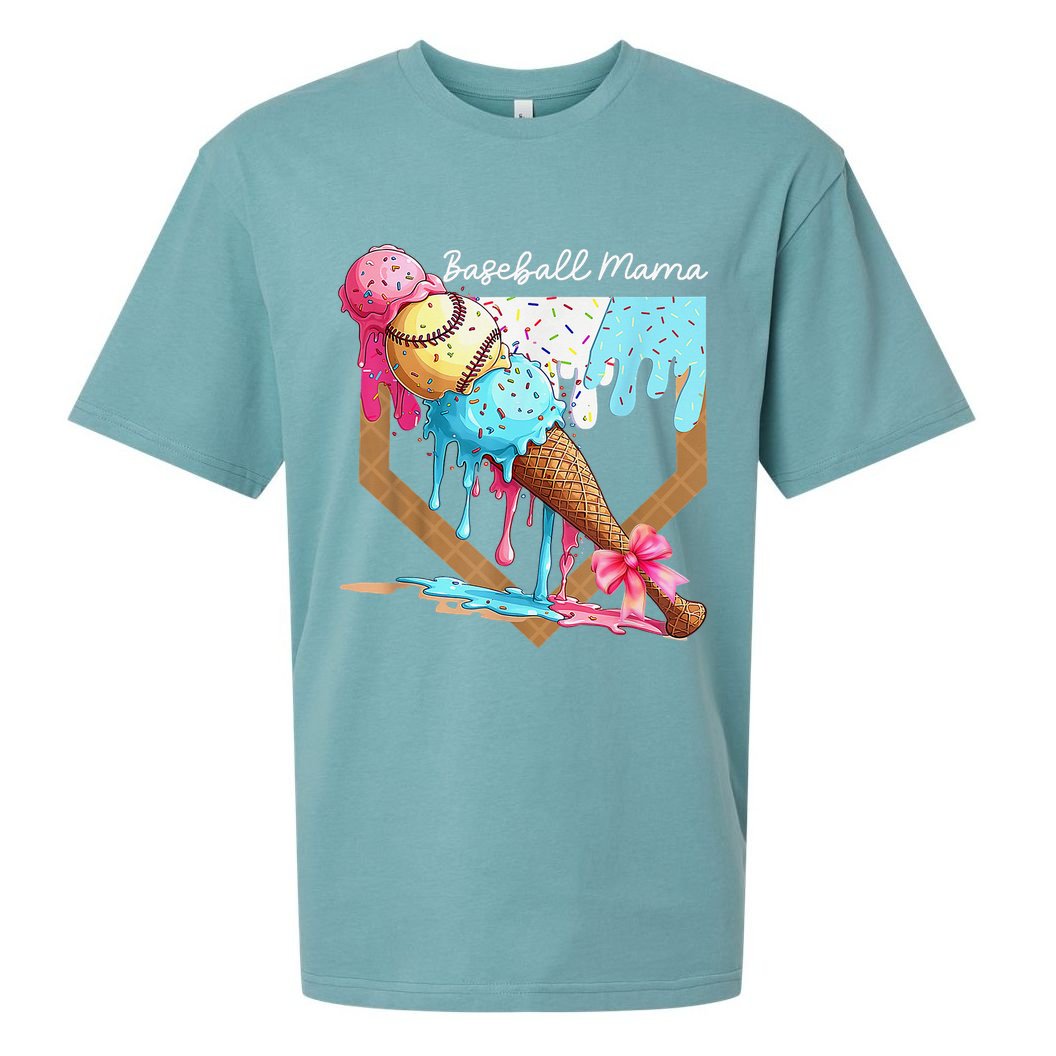 Baseball Mama Ice Cream Drip Baseball Mothers Day Coquette Sueded Cloud Jersey T-Shirt