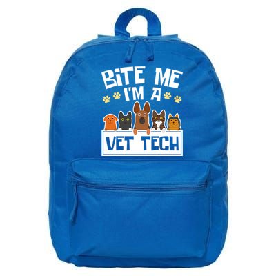 Bite Me Im A Vet Tech Grad Funny Veterinary Technician Gift 16 in Basic Backpack