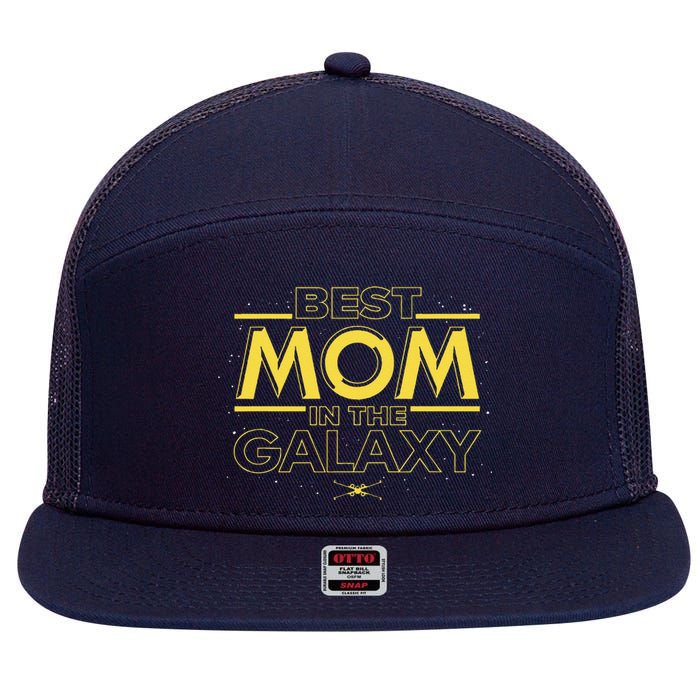 Best Mom In The Galaxy Birthday Mother’S Day 7 Panel Mesh Trucker Snapback Hat