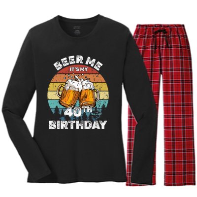 Beer Me ItS My 40th Birthday Women's Long Sleeve Flannel Pajama Set 