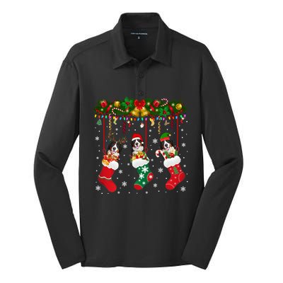 Bernese Mountain In Sock Xmas Reindeer Santa Elf Dog Gift Silk Touch Performance Long Sleeve Polo