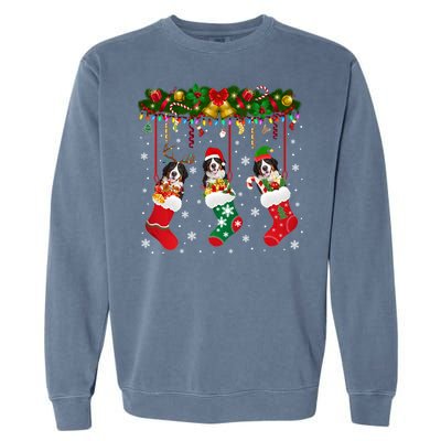 Bernese Mountain In Sock Xmas Reindeer Santa Elf Dog Gift Garment-Dyed Sweatshirt