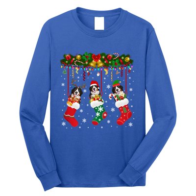 Bernese Mountain In Sock Xmas Reindeer Santa Elf Dog Gift Long Sleeve Shirt