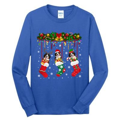 Bernese Mountain In Sock Xmas Reindeer Santa Elf Dog Gift Tall Long Sleeve T-Shirt