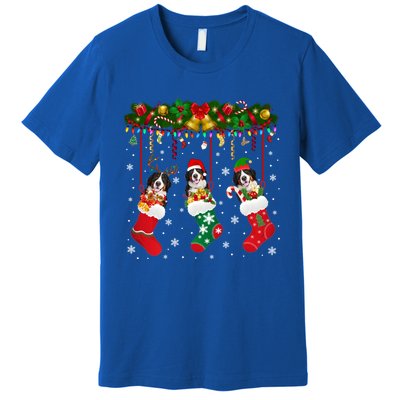 Bernese Mountain In Sock Xmas Reindeer Santa Elf Dog Gift Premium T-Shirt