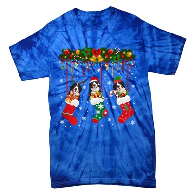 Bernese Mountain In Sock Xmas Reindeer Santa Elf Dog Gift Tie-Dye T-Shirt