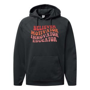 Believer Motivator Innovator Educator Performance Fleece Hoodie