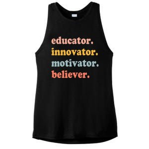 Believer Motivator Innovator Educator School Teachers Ladies PosiCharge Tri-Blend Wicking Tank