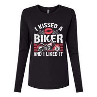 Bikers Motorcycling I Kissed A Biker And I Liked It Womens Cotton Relaxed Long Sleeve T-Shirt