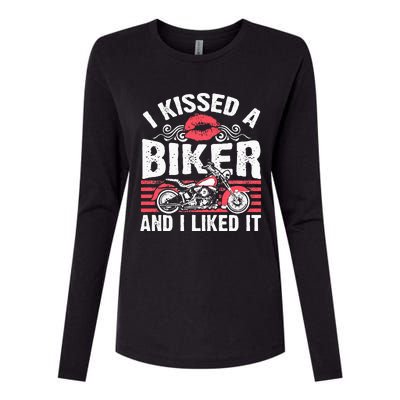 Bikers Motorcycling I Kissed A Biker And I Liked It Womens Cotton Relaxed Long Sleeve T-Shirt