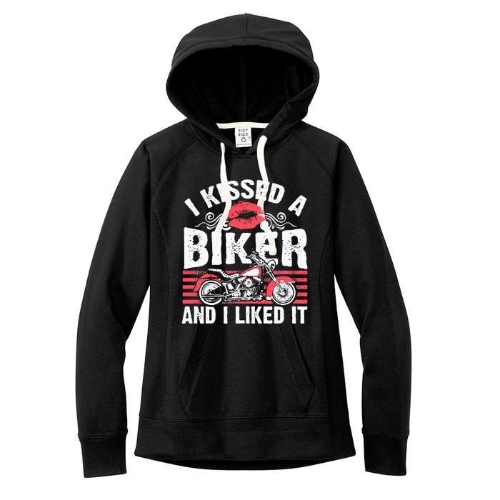 Bikers Motorcycling I Kissed A Biker And I Liked It Women's Fleece Hoodie