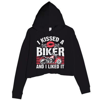 Bikers Motorcycling I Kissed A Biker And I Liked It Crop Fleece Hoodie