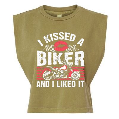 Bikers Motorcycling I Kissed A Biker And I Liked It Garment-Dyed Women's Muscle Tee