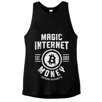 Bitcoin Magic Internet Money Btc Crypto Currency Blockchain Ladies PosiCharge Tri-Blend Wicking Tank