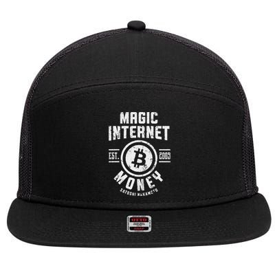 Bitcoin Magic Internet Money Btc Crypto Currency Blockchain 7 Panel Mesh Trucker Snapback Hat