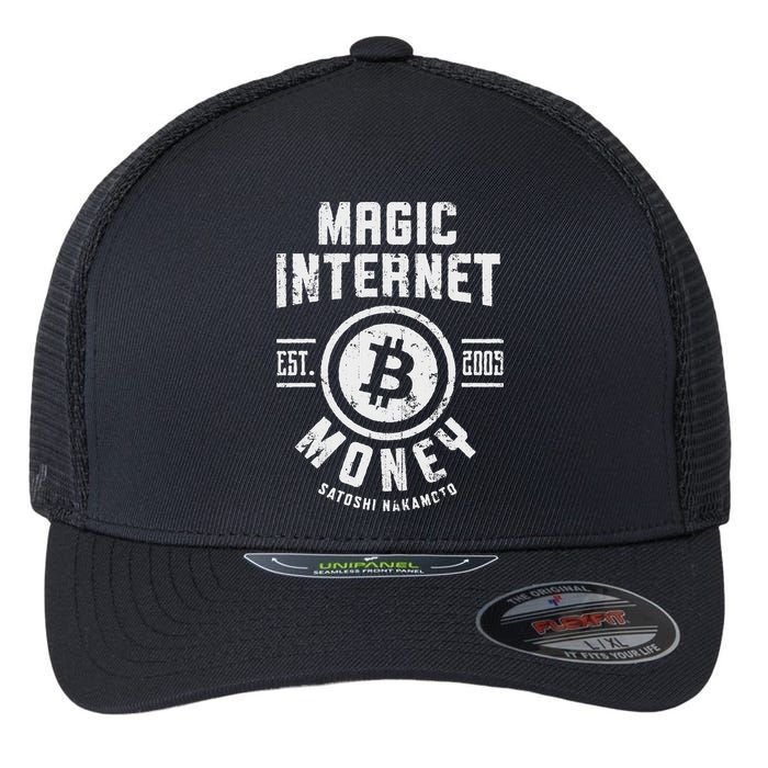 Bitcoin Magic Internet Money Btc Crypto Currency Blockchain Flexfit Unipanel Trucker Cap