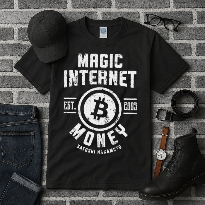 Bitcoin Magic Internet Money Btc Crypto Currency Blockchain Tall T-Shirt
