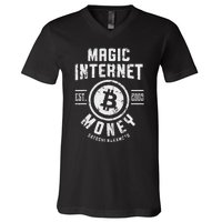 Bitcoin Magic Internet Money Btc Crypto Currency Blockchain V-Neck T-Shirt