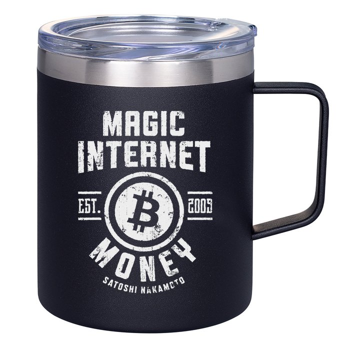 Bitcoin Magic Internet Money Btc Crypto Currency Blockchain 12oz Stainless Steel Coffee Mug