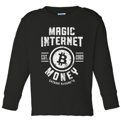 Bitcoin Magic Internet Money Btc Crypto Currency Blockchain Toddler Long Sleeve Shirt