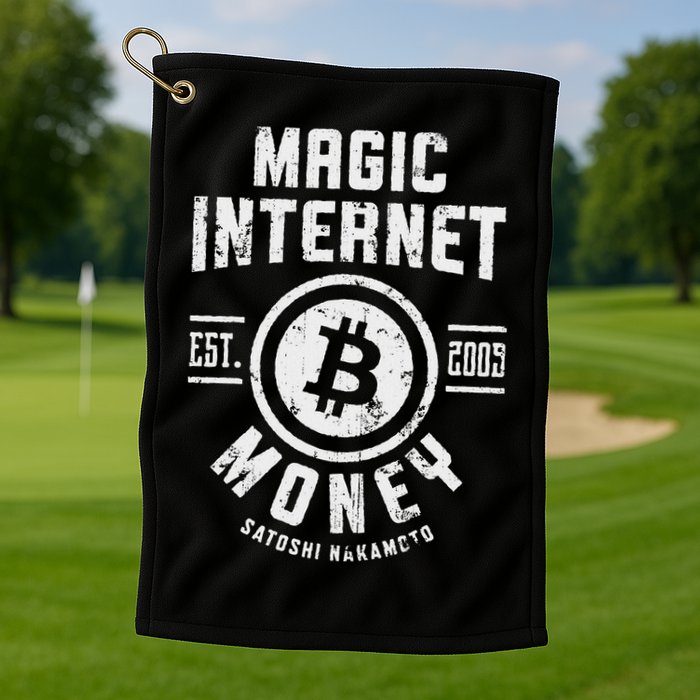 Bitcoin Magic Internet Money Btc Crypto Currency Blockchain Golf Towel