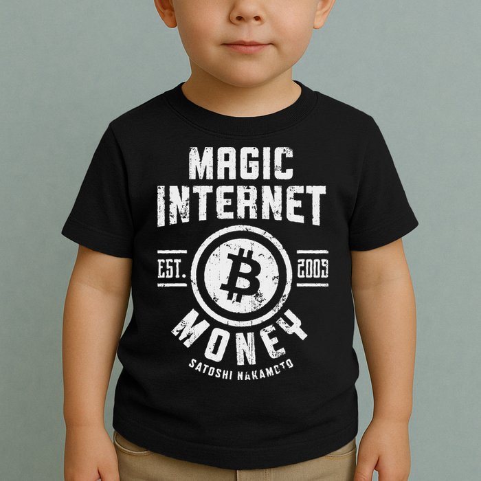 Bitcoin Magic Internet Money Btc Crypto Currency Blockchain Toddler T-Shirt