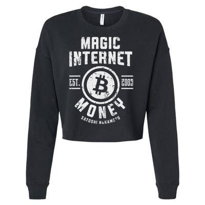 Bitcoin Magic Internet Money Btc Crypto Currency Blockchain Cropped Pullover Crew