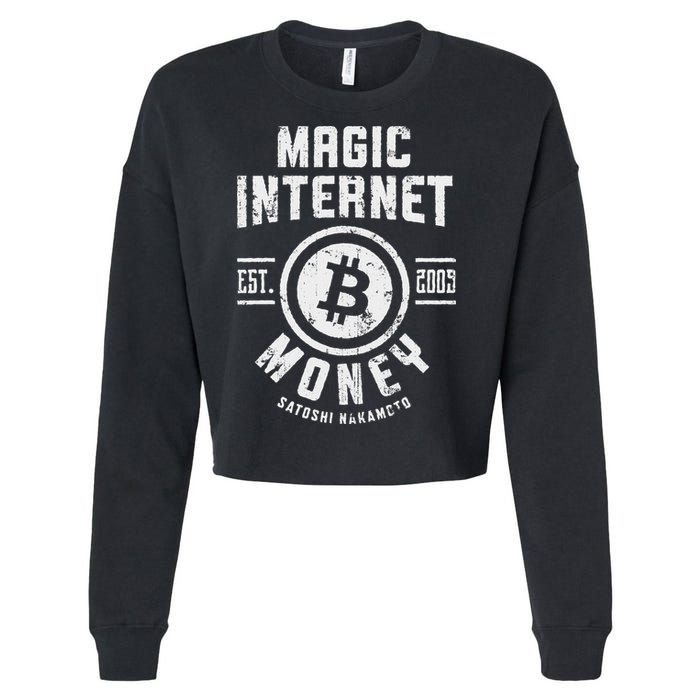 Bitcoin Magic Internet Money Btc Crypto Currency Blockchain Cropped Pullover Crew