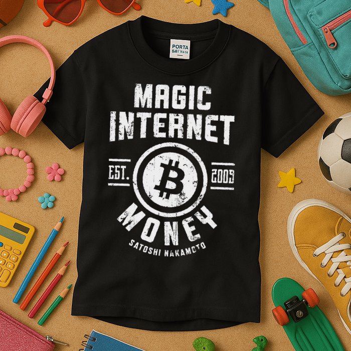 Bitcoin Magic Internet Money Btc Crypto Currency Blockchain Kids T-Shirt