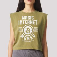 Bitcoin Magic Internet Money Btc Crypto Currency Blockchain Garment-Dyed Women's Muscle Tee