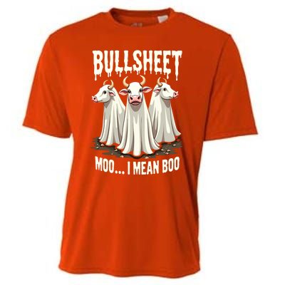 Bullsheet Moo I Mean Boo Funny Halloween Ghost Cow Pun Gift Cooling Performance Crew T-Shirt