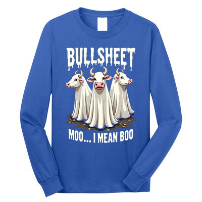 Bullsheet Moo I Mean Boo Funny Halloween Ghost Cow Pun Gift Long Sleeve Shirt