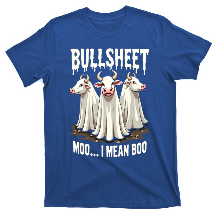 Bullsheet Moo I Mean Boo Funny Halloween Ghost Cow Pun Gift T-Shirt