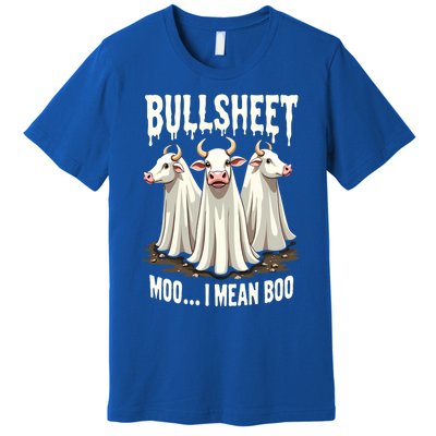 Bullsheet Moo I Mean Boo Funny Halloween Ghost Cow Pun Gift Premium T-Shirt