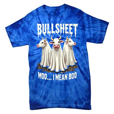 Bullsheet Moo I Mean Boo Funny Halloween Ghost Cow Pun Gift Tie-Dye T-Shirt