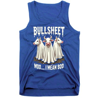 Bullsheet Moo I Mean Boo Funny Halloween Ghost Cow Pun Gift Tank Top