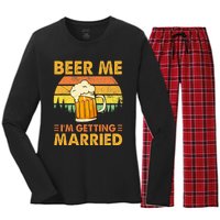 Beer Me Im Getting Married Men Funny Groom Bachelor Party Women's Long Sleeve Flannel Pajama Set 